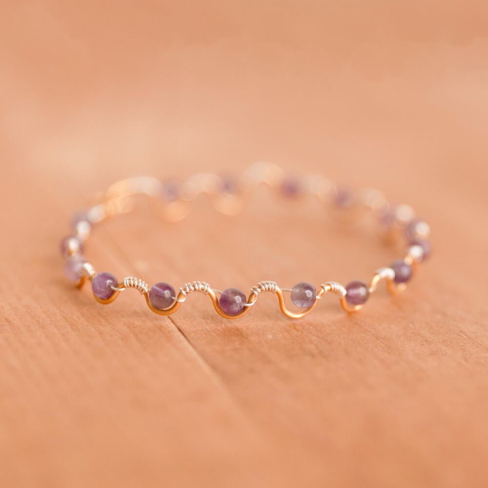 Wire Wrapped Amethyst Bracelet – Mixed Metal